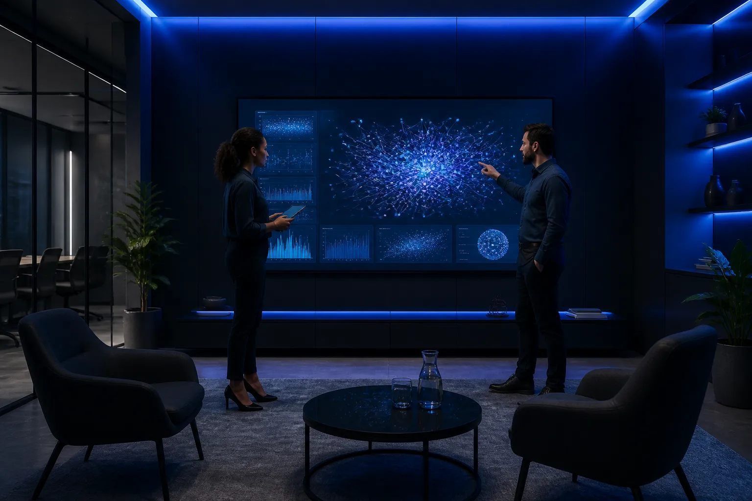 Rydaan AI consultants reviewing an integrated AI growth system